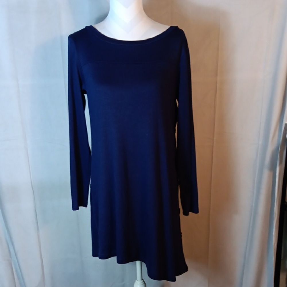 Korsis Elegant Navy Blue Long Sleeve Dress